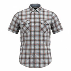 Ben Sherman Dad Style Button Down Shirt Mens XL Grey Orange Plaid S/S Mod Fit